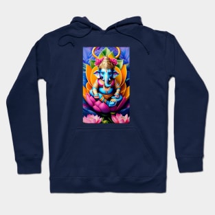 Baby Ganesh sitting o a Lotus Flower Hoodie